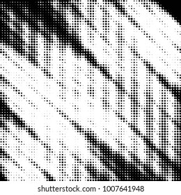 Abstract grunge grid polka dot halftone background pattern. Spotted black and white line illustration
