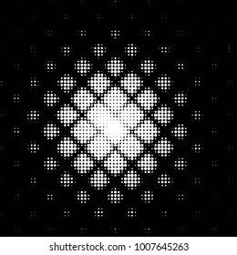 Abstract grunge grid polka dot halftone background pattern. Spotted black and white line illustration
