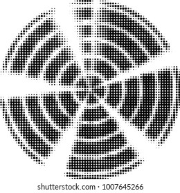 Abstract grunge grid polka dot halftone background pattern. Spotted black and white line illustration
