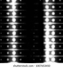 Abstract grunge grid polka dot halftone background pattern. Spotted black and white line illustration
