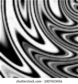 Abstract grunge grid polka dot halftone background pattern. Spotted black and white line illustration
