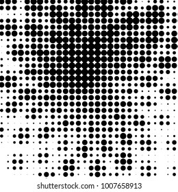 Abstract grunge grid polka dot halftone background pattern. Spotted black and white line illustration
