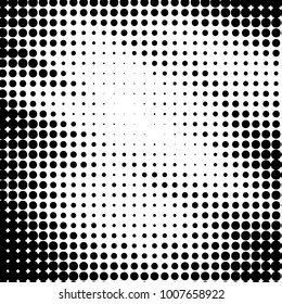 Abstract grunge grid polka dot halftone background pattern. Spotted black and white line illustration
