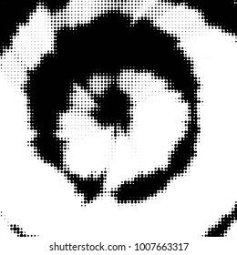 Abstract grunge grid polka dot halftone background pattern. Spotted black and white line illustration

