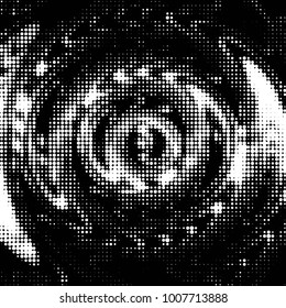 Abstract grunge grid polka dot halftone background pattern. Spotted black and white line illustration
