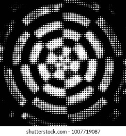 Abstract grunge grid polka dot halftone background pattern. Spotted black and white line illustration
