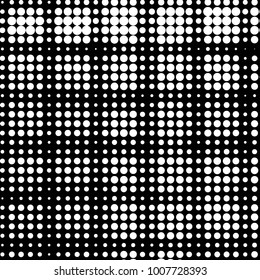 Abstract grunge grid polka dot halftone background pattern. Spotted black and white line illustration
