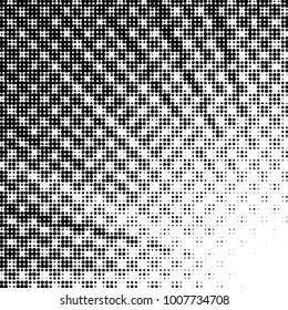 Abstract grunge grid polka dot halftone background pattern. Spotted black and white line illustration
