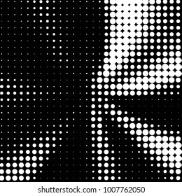 Abstract grunge grid polka dot halftone background pattern. Spotted black and white line illustration
