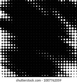 Abstract grunge grid polka dot halftone background pattern. Spotted black and white line illustration
