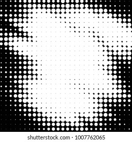 Abstract grunge grid polka dot halftone background pattern. Spotted black and white line illustration

