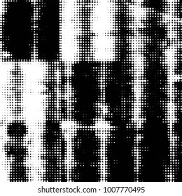Abstract grunge grid polka dot halftone background pattern. Spotted black and white vector line illustration
