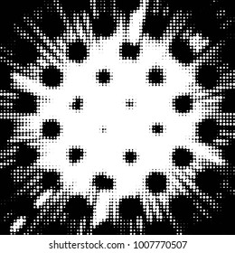 Abstract grunge grid polka dot halftone background pattern. Spotted black and white vector line illustration
