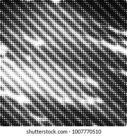 Abstract grunge grid polka dot halftone background pattern. Spotted black and white vector line illustration
