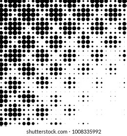 Abstract grunge grid polka dot halftone background pattern. Spotted black and white vector line illustration
