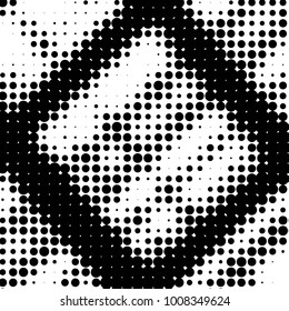 Abstract grunge grid polka dot halftone background pattern. Spotted black and white vector line illustration
