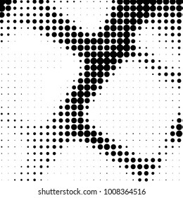 Abstract grunge grid polka dot halftone background pattern. Spotted black and white vector line illustration
