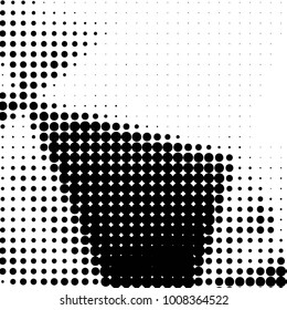 Abstract grunge grid polka dot halftone background pattern. Spotted black and white vector line illustration
