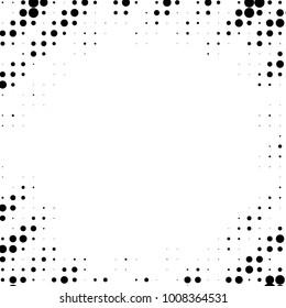 Abstract grunge grid polka dot halftone background pattern. Spotted black and white vector line illustration
