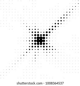Abstract grunge grid polka dot halftone background pattern. Spotted black and white vector line illustration
