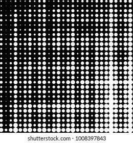 Abstract grunge grid polka dot halftone background pattern. Spotted black and white vector line illustration
