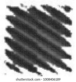 Abstract grunge grid polka dot halftone background pattern. Spotted black and white vector line illustration
