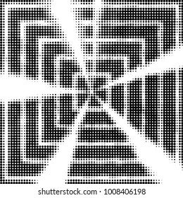 Abstract grunge grid polka dot halftone background pattern. Spotted black and white vector line illustration

