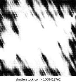 Abstract grunge grid polka dot halftone background pattern. Spotted black and white vector line illustration
