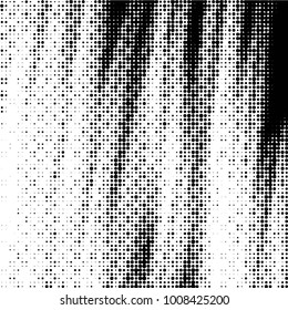 Abstract grunge grid polka dot halftone background pattern. Spotted black and white vector line illustration
