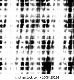 Abstract grunge grid polka dot halftone background pattern. Spotted black and white vector line illustration
