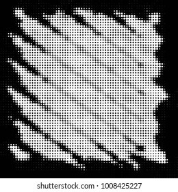 Abstract grunge grid polka dot halftone background pattern. Spotted black and white vector line illustration
