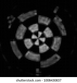 Abstract grunge grid polka dot halftone background pattern. Spotted black and white vector line illustration
