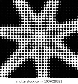 Abstract grunge grid polka dot halftone background pattern. Spotted black and white vector line illustration
