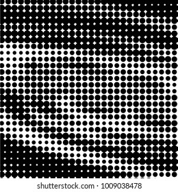 Abstract grunge grid polka dot halftone background pattern. Spotted black and white vector line illustration
