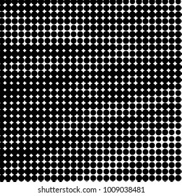 Abstract grunge grid polka dot halftone background pattern. Spotted black and white vector line illustration
