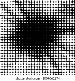 Abstract grunge grid polka dot halftone background pattern. Spotted black and white vector line illustration
