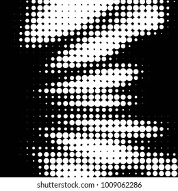 Abstract grunge grid polka dot halftone background pattern. Spotted black and white vector line illustration
