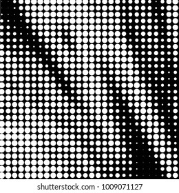 Abstract grunge grid polka dot halftone background pattern. Spotted black and white vector line illustration

