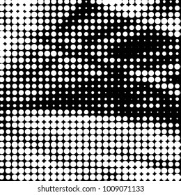 Abstract grunge grid polka dot halftone background pattern. Spotted black and white vector line illustration
