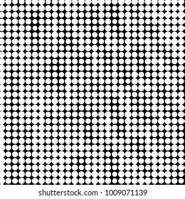 Abstract grunge grid polka dot halftone background pattern. Spotted black and white vector line illustration
