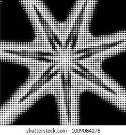 Abstract grunge grid polka dot halftone background pattern. Spotted black and white vector line illustration
