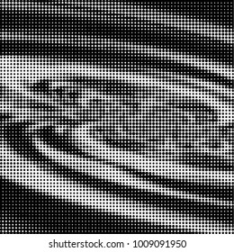 Abstract grunge grid polka dot halftone background pattern. Spotted black and white vector line illustration
