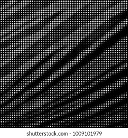 Abstract grunge grid polka dot halftone background pattern. Spotted black and white vector line illustration
