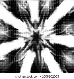 Abstract grunge grid polka dot halftone background pattern. Spotted black and white vector line illustration
