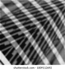 Abstract grunge grid polka dot halftone background pattern. Spotted black and white vector line illustration
