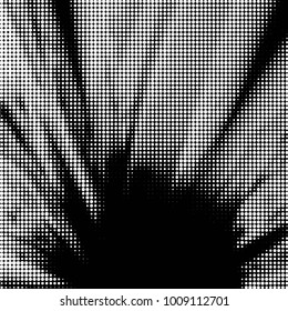 Abstract grunge grid polka dot halftone background pattern. Spotted black and white vector line illustration
