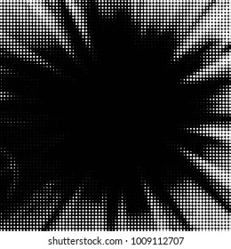 Abstract grunge grid polka dot halftone background pattern. Spotted black and white vector line illustration
