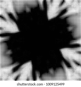 Abstract grunge grid polka dot halftone background pattern. Spotted black and white vector line illustration

