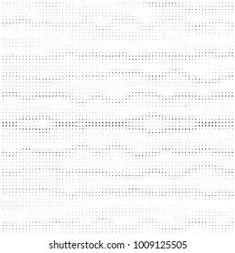 Abstract grunge grid polka dot halftone background pattern. Spotted black and white vector line illustration
