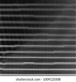 Abstract grunge grid polka dot halftone background pattern. Spotted black and white vector line illustration
